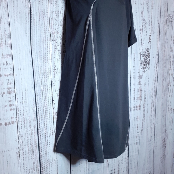 Eileen Fisher graphite relaxed fit tee shirt dress w/ constrast stitching - Picture 4 of 10